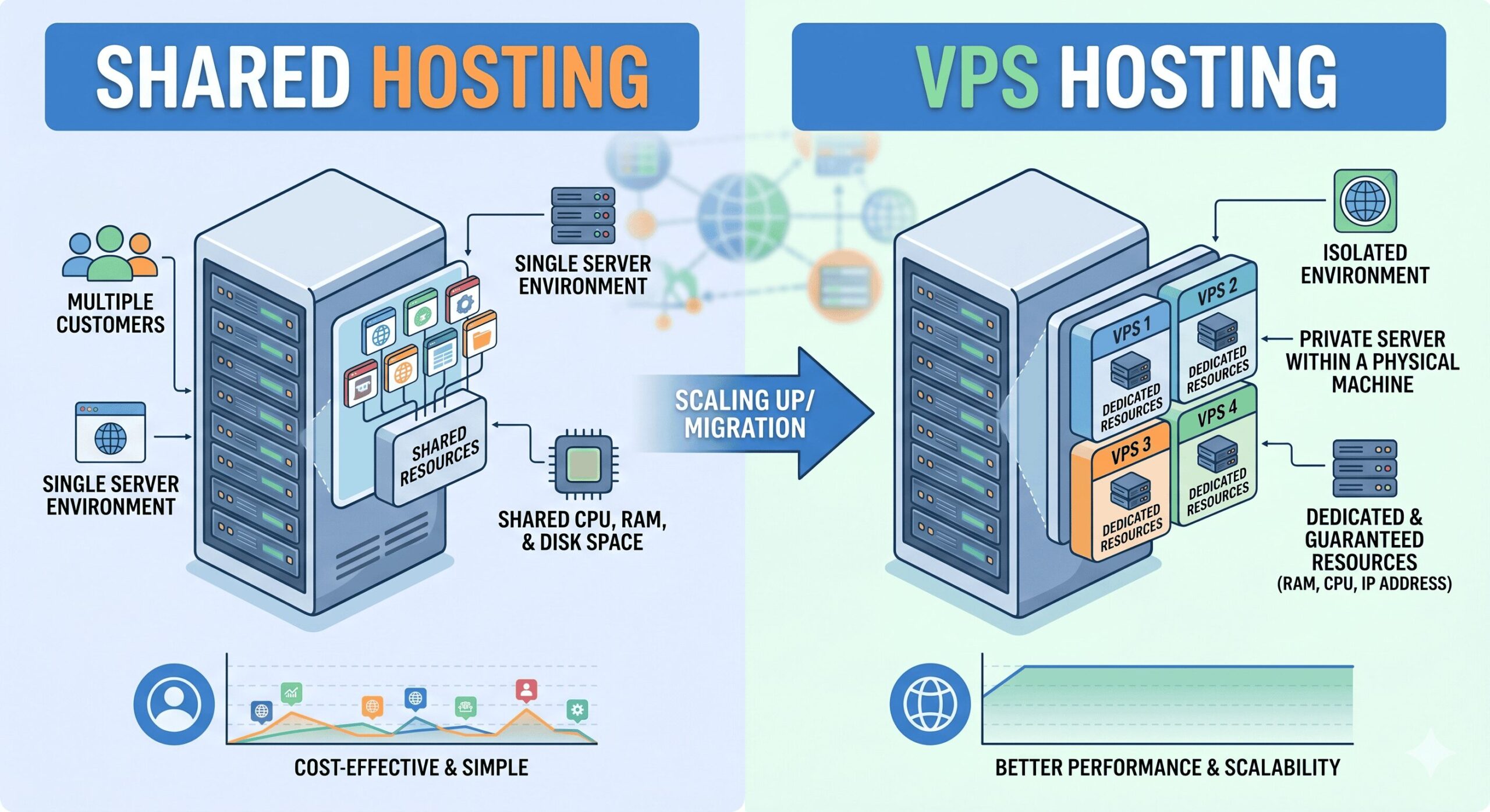 Website hosting options for beginners: shared vs VPS Website hosting options for beginners: shared vs VPS